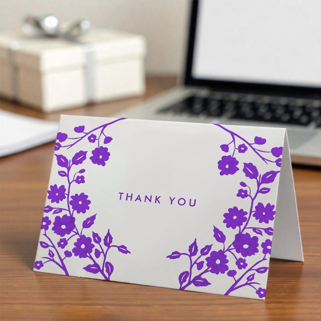 Carte Charming Purple Flowers Folk Art Merci Personnalis (Créateur téléchargé)
