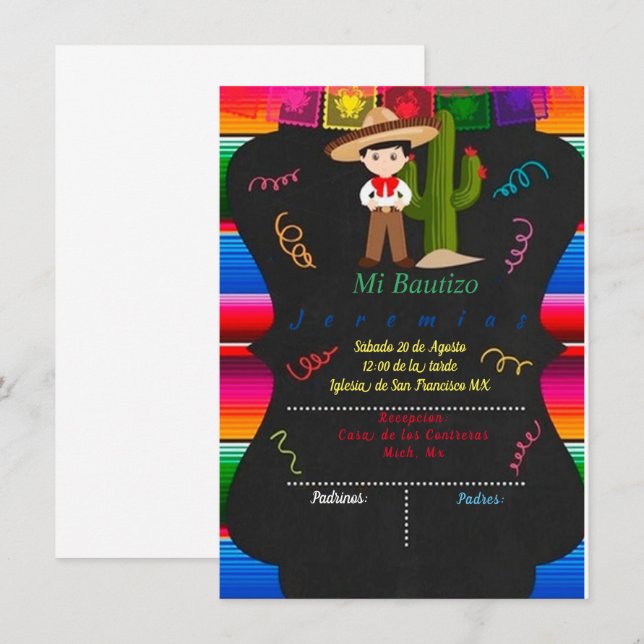 CARTE CHARRO BAUTIZO (Devant / Derrière)