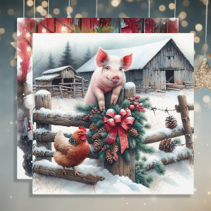 Carte Charte ferme de Noël de porc et de poulet Personna
