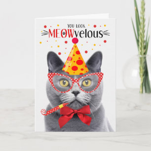 Carte Chartreux Grey Cat MEOWvelous Anniversaire