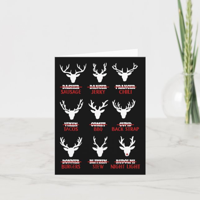 Carte Chasseur de rennes de Noël amusant Chasse de viand (Devant)