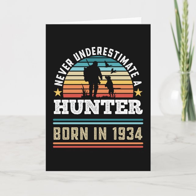 Carte Chasseur né 1934 90e Anniversaire Chasse Chien Cad (Devant)