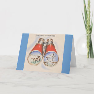Carte Chasseur vintage voeux d'anniversaire