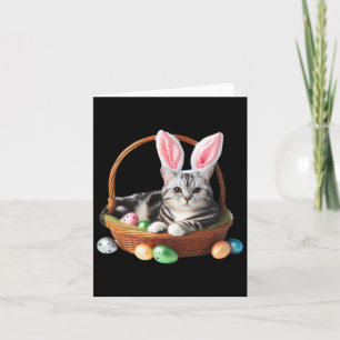 Carte Chat à air court américain mignon Chasse aux oeufs
