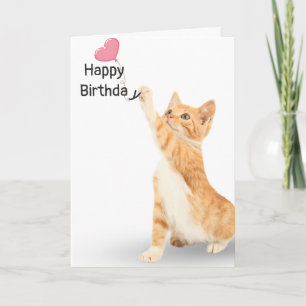 Carte Chat à bascule d'anniversaire avec ballon