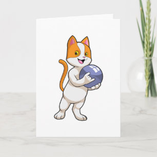 Carte Chat à Bowling avec balle de Bowling
