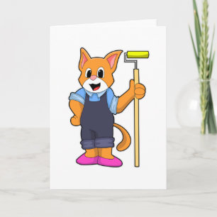 Carte Chat à la pose de papier peint avec rouleau à pres