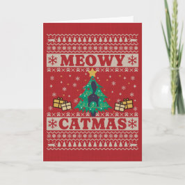 Carte Chat à sueur moche à Noël des arbres