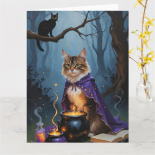 Carte Chat Abyssin Peinture fantaisiste d'Halloween