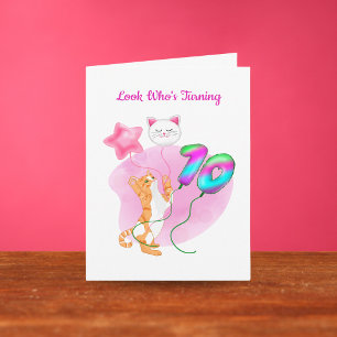 Carte Chat Adorable Avec Ballons 10e Anniversaire