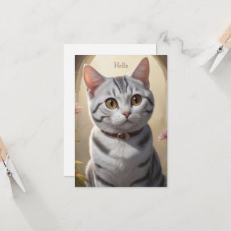 Carte Chat Américain à courte portée mignon avec grands 