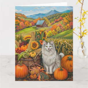 Carte Chat angora turc, récolte d'automne, action de grâ