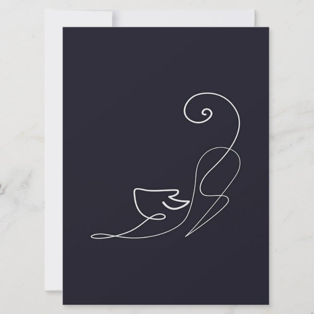 Carte Chat animal | Art ligne | Cadeau de bureau et d'éc (Devant)