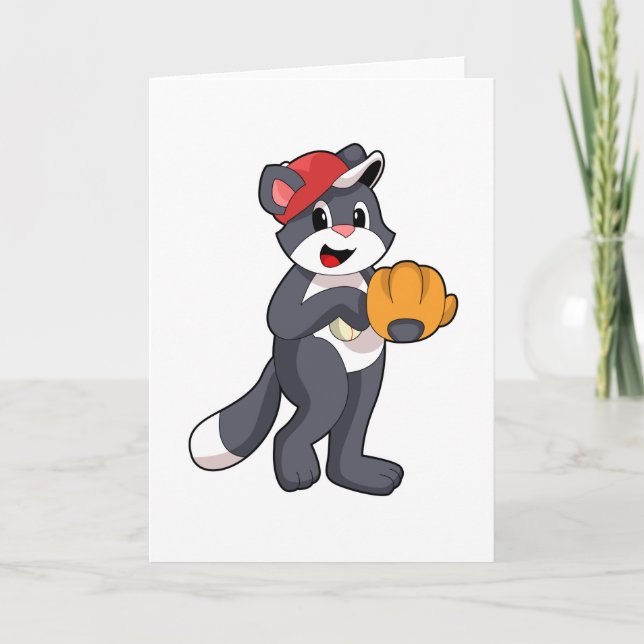 Carte Chat au baseball avec gant de baseball.PNG (Devant)