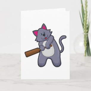 Carte Chat au cricket avec chauve-souris de cricket