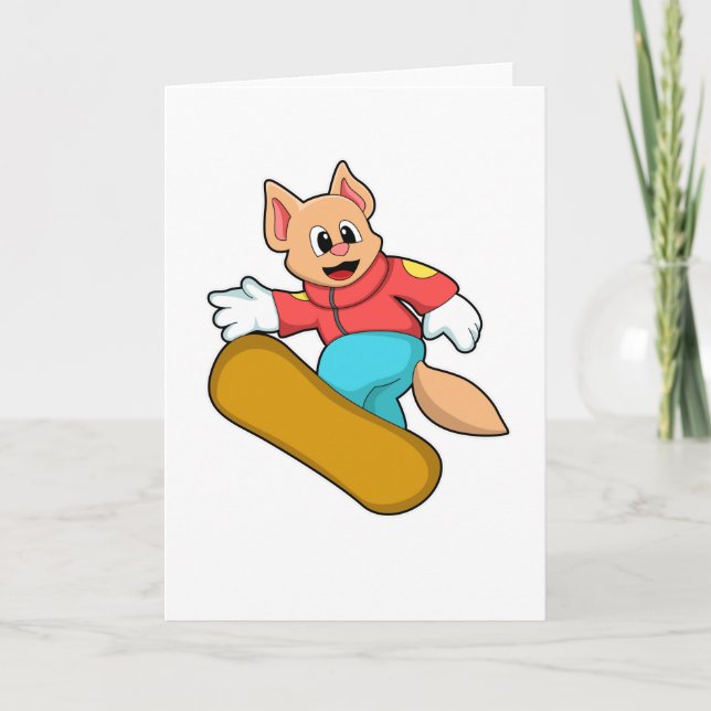 Carte Chat au Snowboard Sports (Devant)