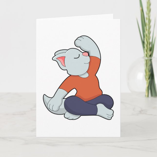 Carte Chat au Yoga en Jambes croisées (Devant)