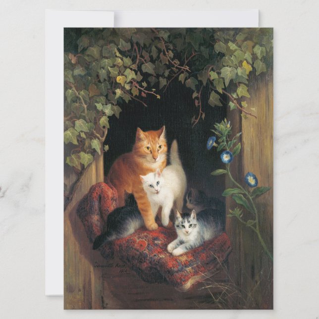Carte Chat avec chatons (Art animal) (Devant)