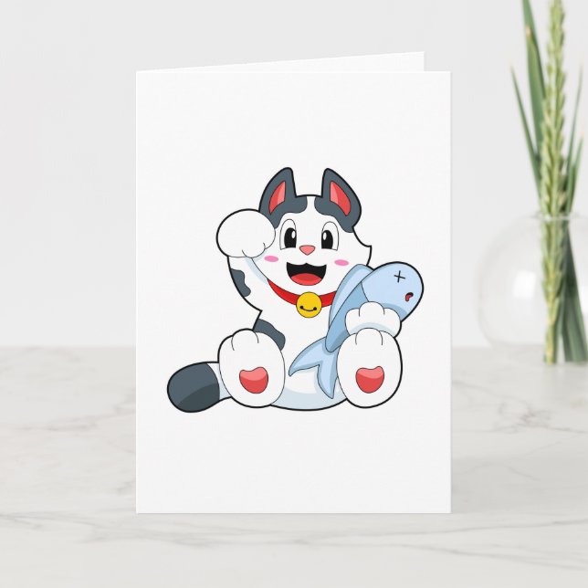 Carte Chat avec poisson (Devant)