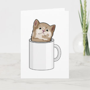 Carte Chat avec tasse de café