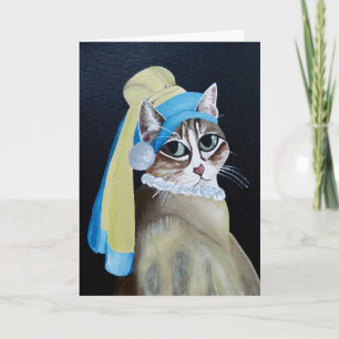 Carte Chat avec une perle d'oreille de bienvenue