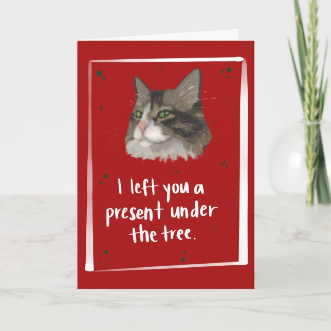 Carte Chat Barf Funny Noël (Devant)