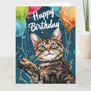Carte Chat Bengal avec Ballons