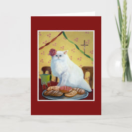 Carte Chat blanc inspiré par la tradition mexicaine