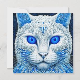 Carte Chat blanc mystique Art éthéré AI