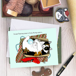Carte Chat boîte à jouets de Noël