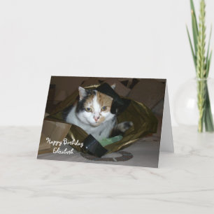 Carte Chat Calico personnalisé dans un sac à provisions 