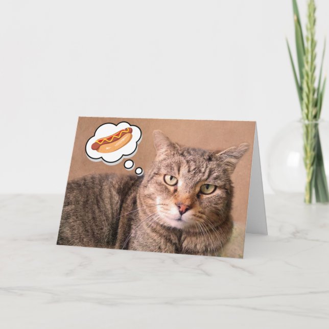 Carte Chat, Chien Chaud Et Hamburger Anniversaire (Devant)