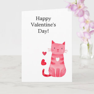 Carte Chat Coeurs roses