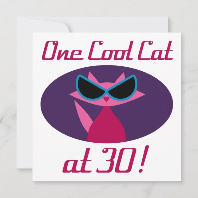 Carte Chat cool 30e anniversaire (Devant)