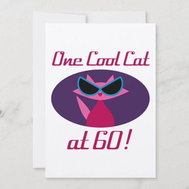 Carte Chat cool 60e anniversaire (Devant)