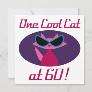 Carte Chat cool 60e anniversaire