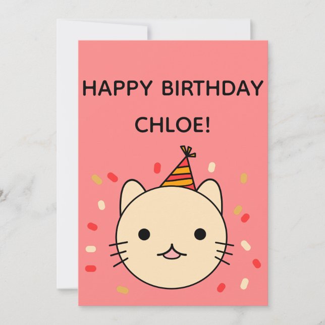 Carte Chat d'anniversaire | Chat Beige Joyeux Anniversai (Devant)