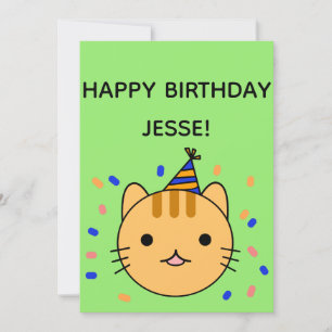 Carte Chat d'anniversaire Orange Chat Joyeux Anniversa