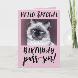 CARTE CHAT D'ANNIVERSAIRE SIAMESE PERSIAN GREETING CARD