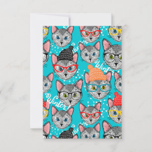 Carte Chat dans le casquette
