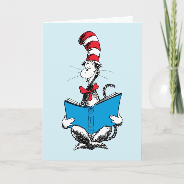 Carte Chat dans le chapeau en lecture (Devant)