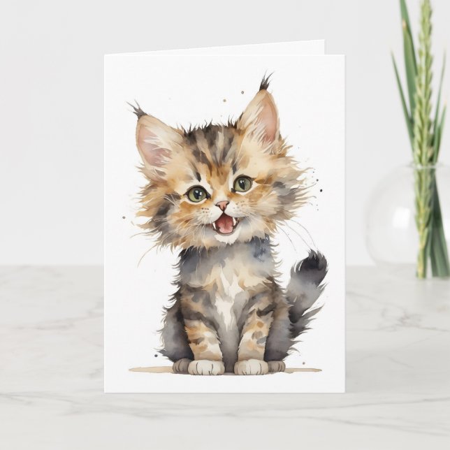 Carte Chat d'aquarelle (Devant)