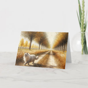 Carte Chat d'automne marche vers le bas Dirt Road