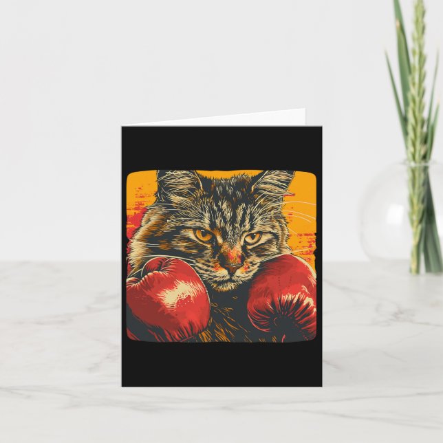 Carte Chat De Boxe cool Pour Gants De Boxe Et Les Amateu (Devant)