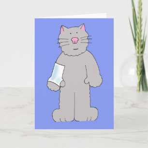 Carte Chat de dessin avec bras et poignet en plâtre