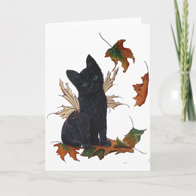 Carte Chat de fée automne (Devant)