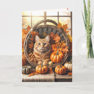 Carte Chat de gingembre en automne Anniversaire