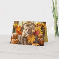 Chat de gingembre en Panier d'automne Anniversaire
