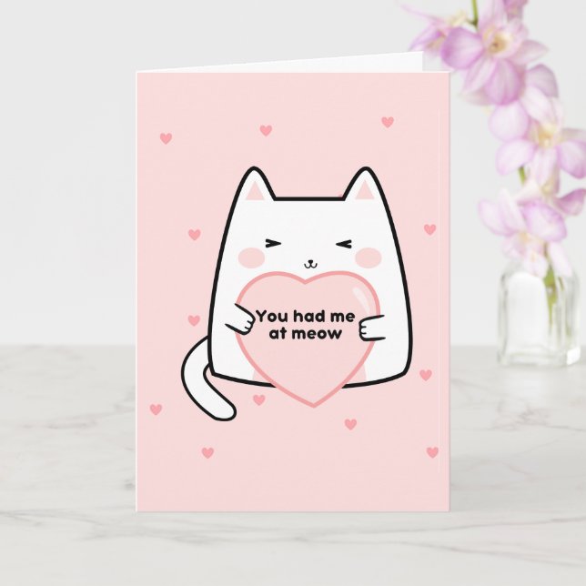 Carte Chat de la Saint-Valentin rose coeurs vous avez eu (Orchidée)