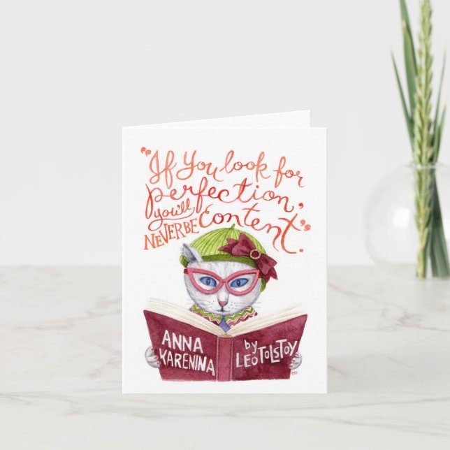 Carte Chat de motivation d'aquarelle de citation de Léon (Devant)